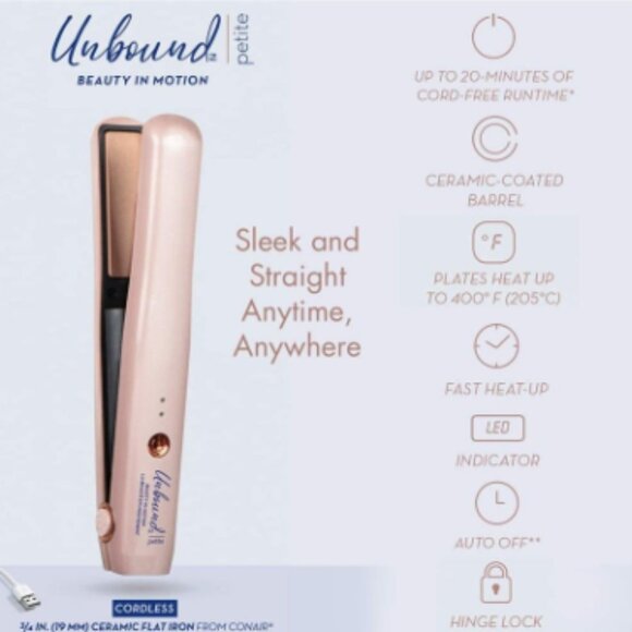 Conair Unbound Petite Cordless 3/4" Mini Recharge Straightener - Picture 1 of 4
